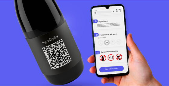 QR acompañado de una indicación del contenido con el titulo Ingredientes